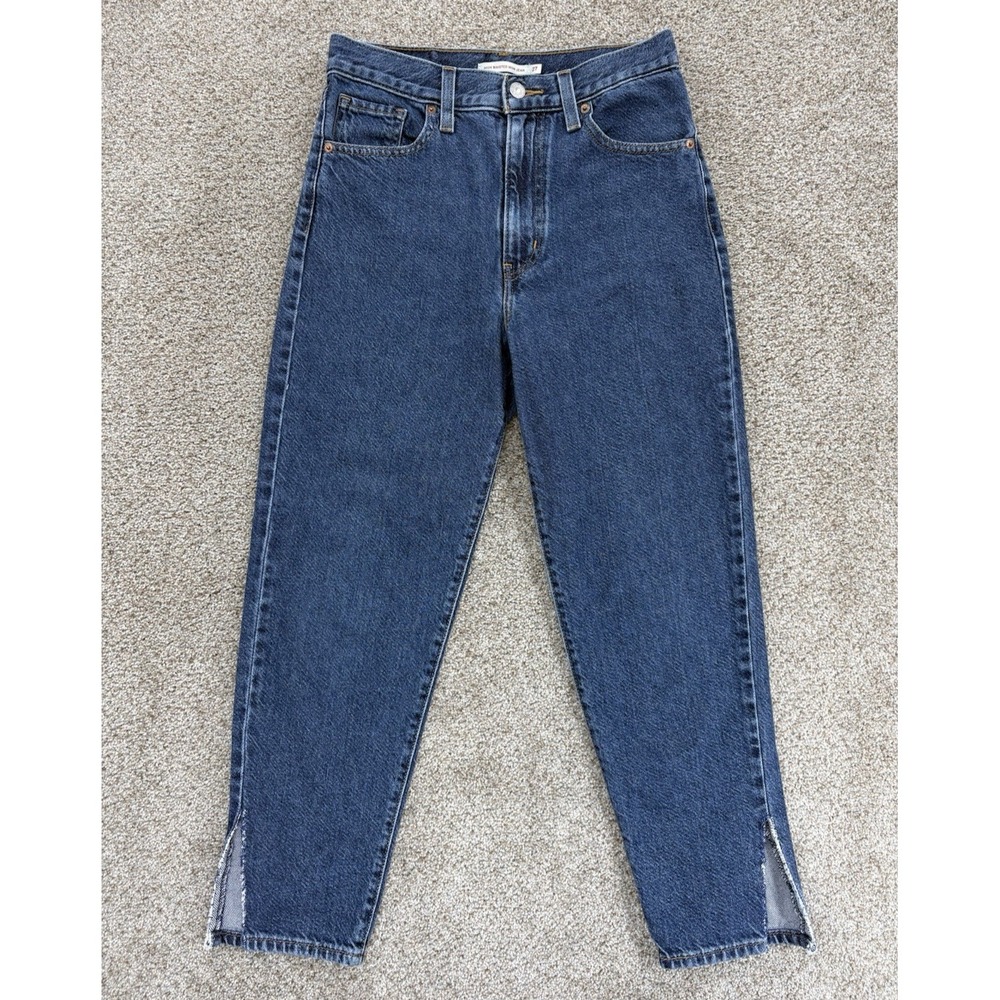 Levi's High Waisted Mom Jeans Women's 27 Blue Vintage Wash Cropped w/Ankle Slits